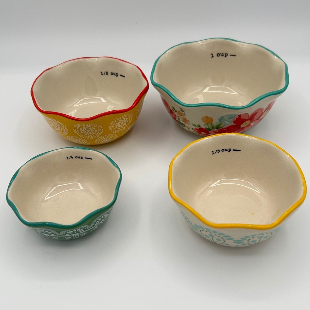 The Pioneer Woman 4 Piece Nesting Measuring Bowls Set Multicolor Stoneware
